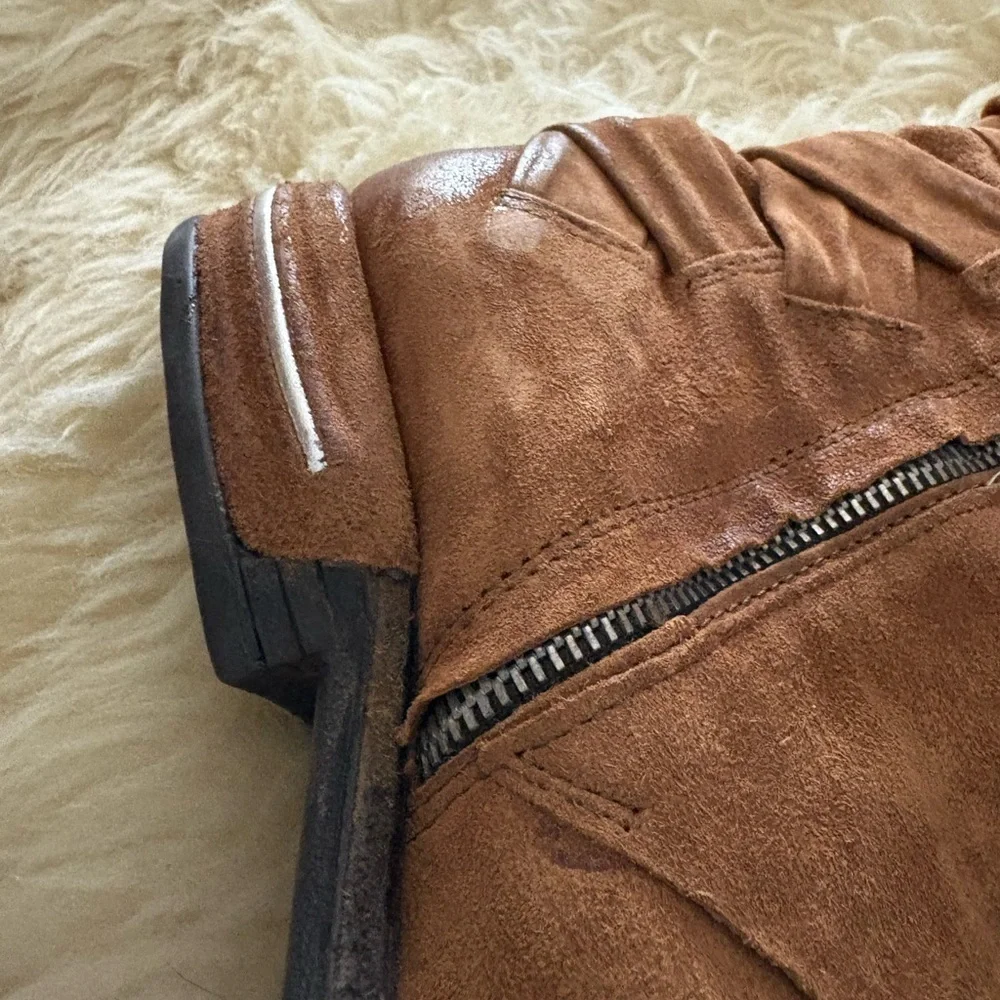 NWOT A.S. 98 Brown Suede Braided Knee High Boots